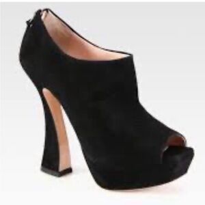 Miu Miu Black Suede Sculptural Heels